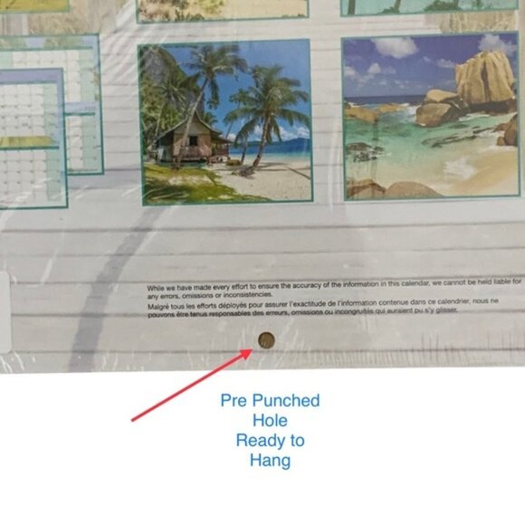 Calendar 2024 Tropical Beaches 16 Months Full Size Wall Calendar Gift 12 X 22 In - Picture 4 of 14